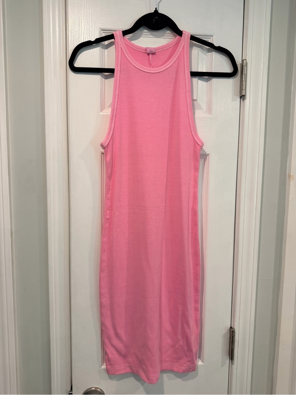 NWOT Old Navy Size XS Pink Ribbed Cotton Racerback Tank Mini Dress Stretch